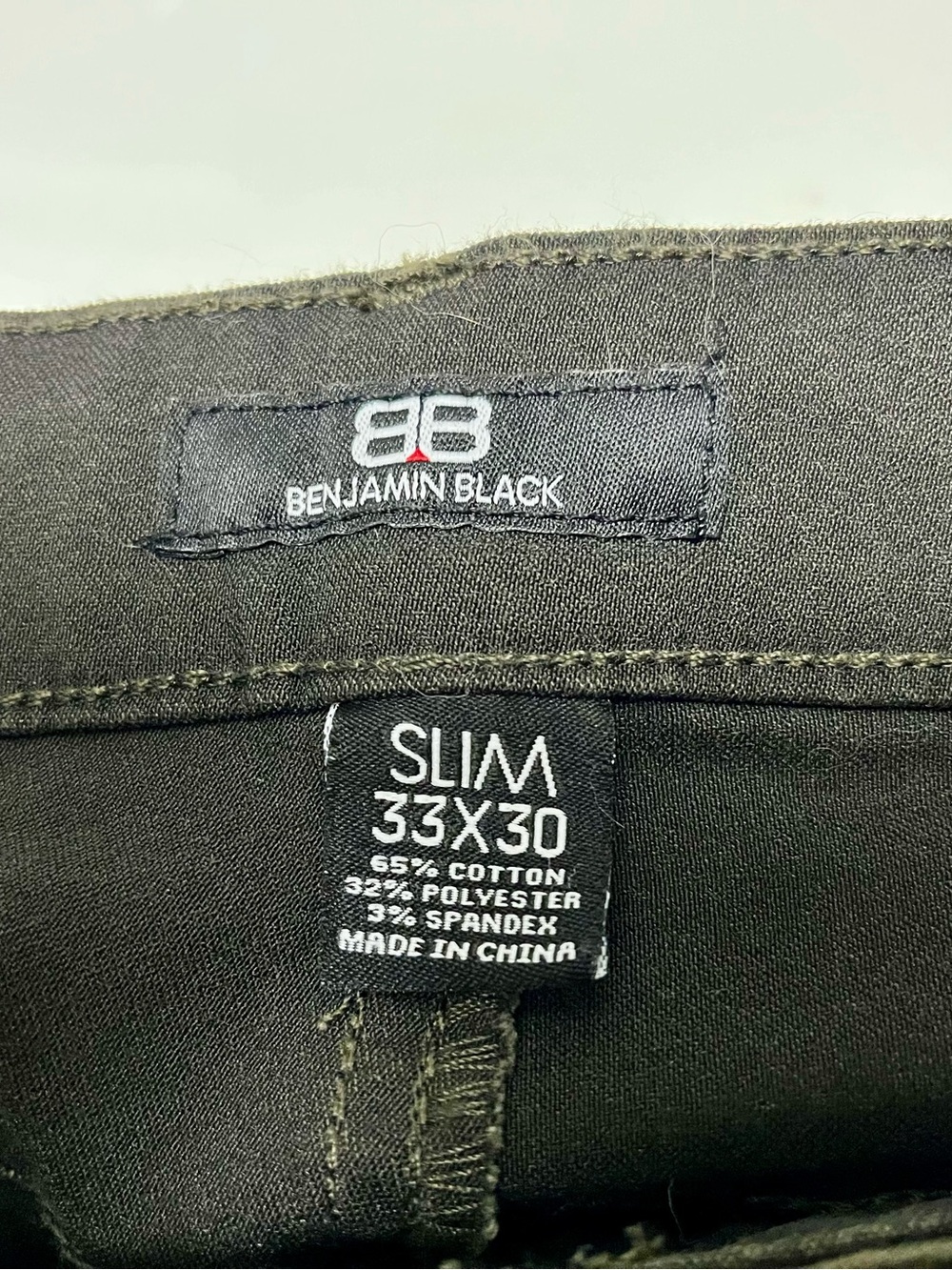 Benjamin Black Olive Green Slim Stretch Pants - Picture 3 of 3